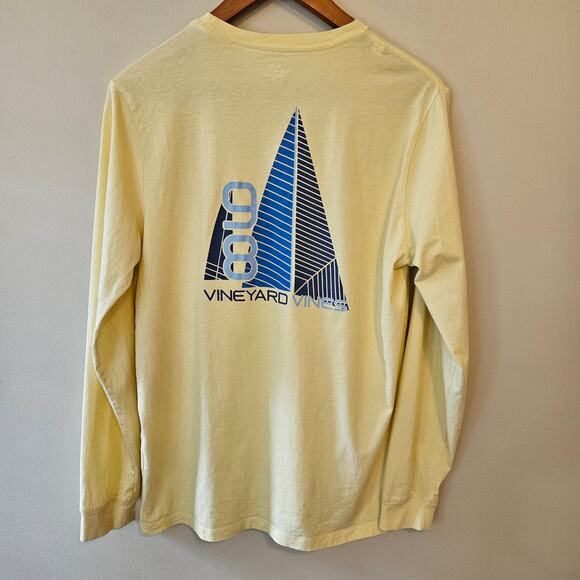 Vineyard Vines Yellow Long Sleeve Boating Logo Graphic Tee, Size Boy's XL - Picture 1 of 5